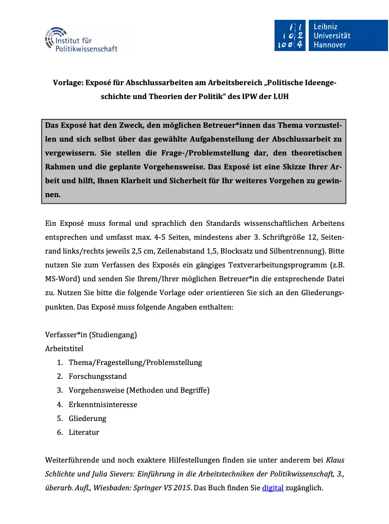 Exposé Universität Hannover